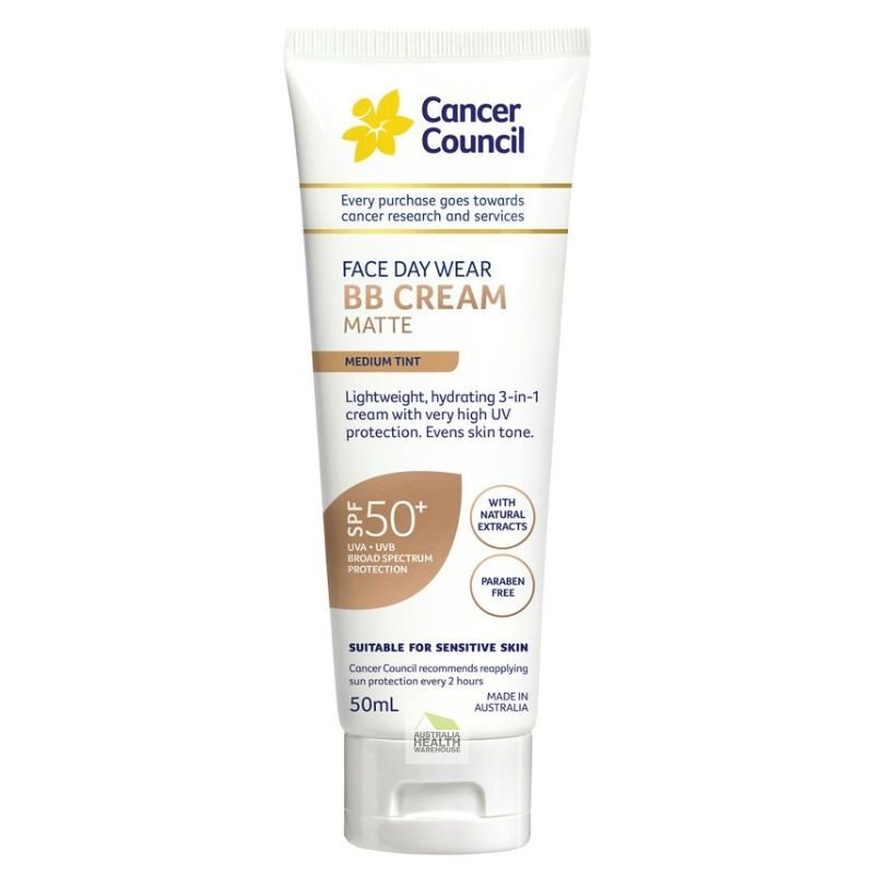 [Expiry: 08/2026] Cancer Council Face Day Wear BB Cream Matte Medium Tint SPF 50+ 50mL