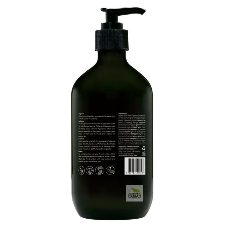 Unlabelled Lemon Myrtle, Sandalwood & Eucalyptus Body Wash 500mL