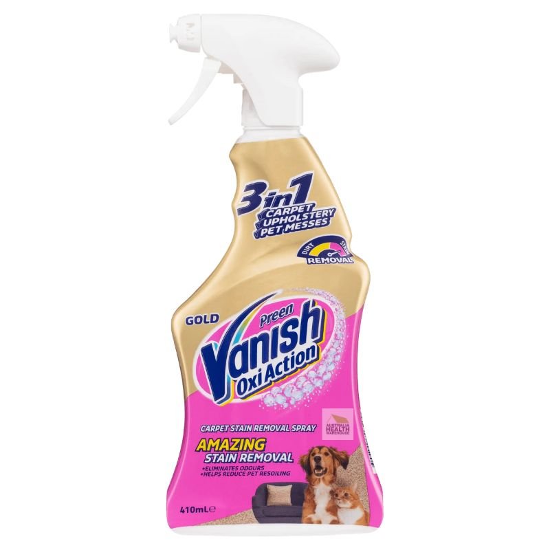 [Expiry: 02/2025] Vanish Preen Gold Oxi Action 3 in 1 Carpet Stain Remover Spray 410mL