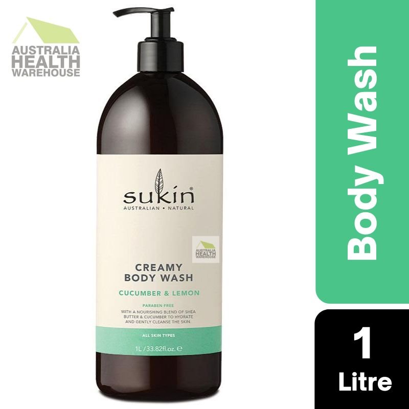 Sukin Creamy Body Wash Cucumber & Lemon Pump 1 Litre