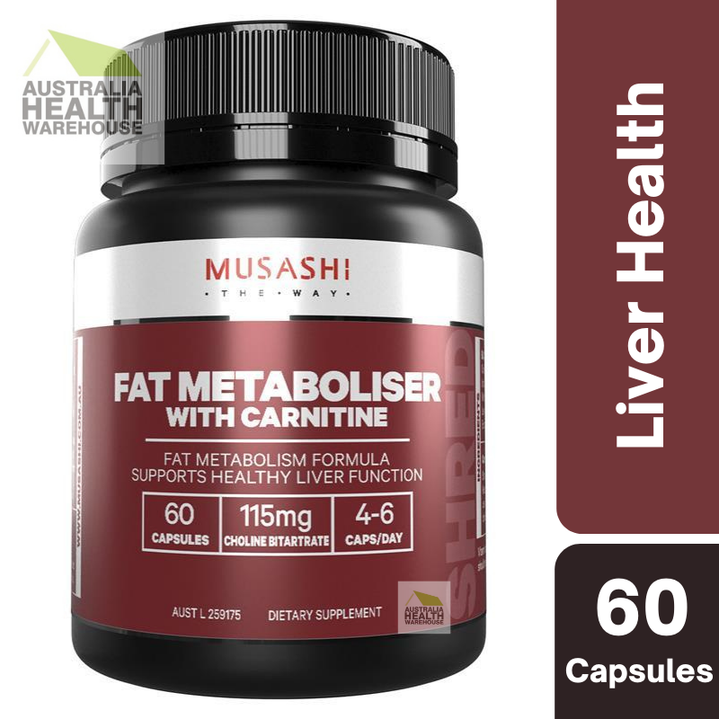 [Expiry: 04/2027]  Musashi Fat Metaboliser + Carnitine 60 Capsules