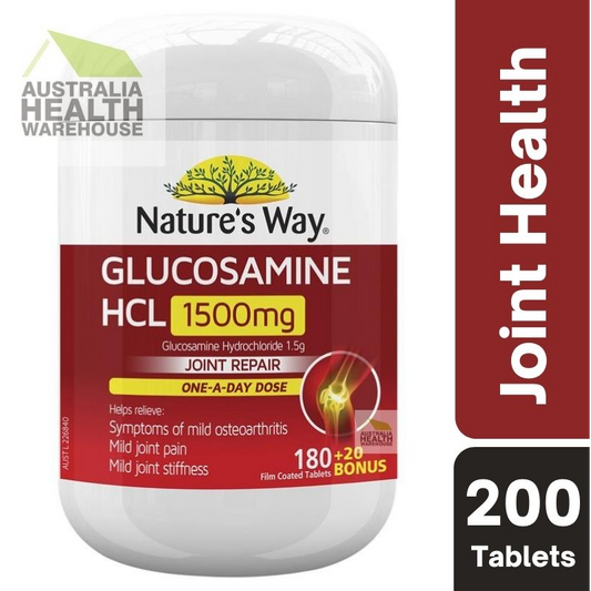 [Expiry: 09/2025] Nature's Way Glucosamine HCL 1500mg 180 Tablets + 20 Bonus Tablets