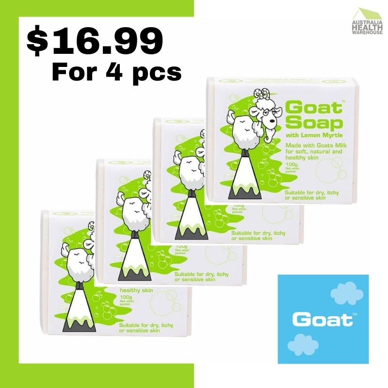 Goat Soap with Lemon Myrtle Value Pack (4 x 100g Soap Bars)