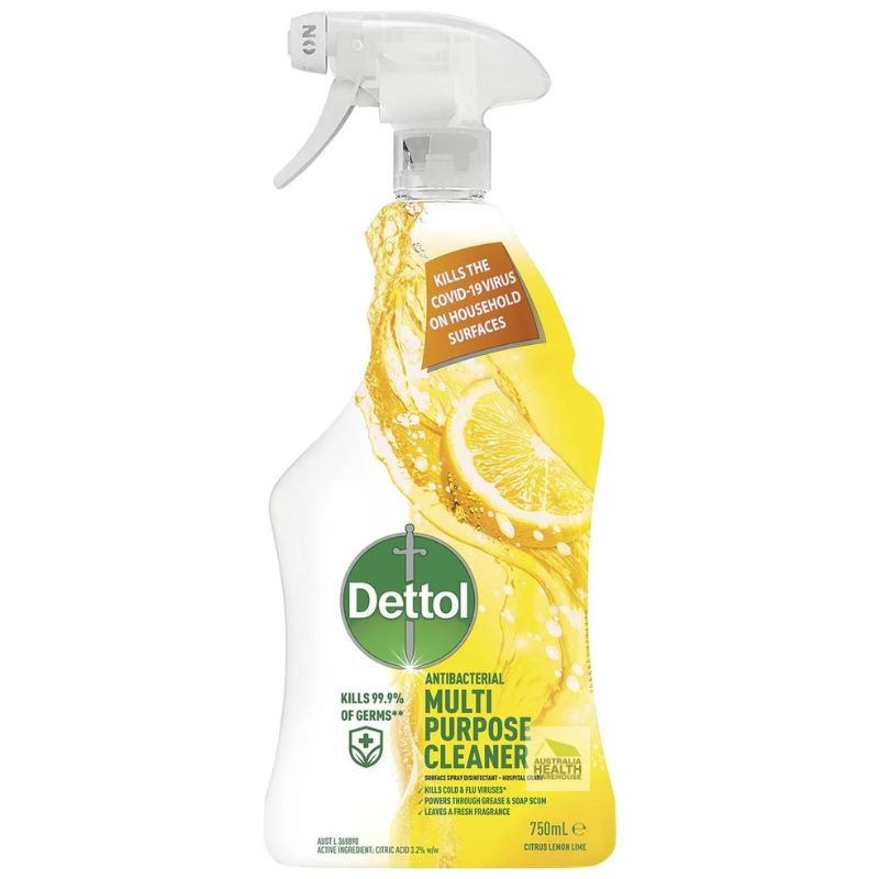 [Expiry: 04/2025] Dettol Antibacterial Multipurpose Cleaner Hospital Grade Disinfectant Trigger Spray Citrus Lemon Lime 750mL