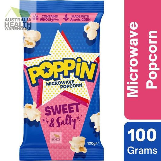 [Expiry: 21/06/2025] Poppin Microwave Popcorn Sweet & Salty Flavour 100g