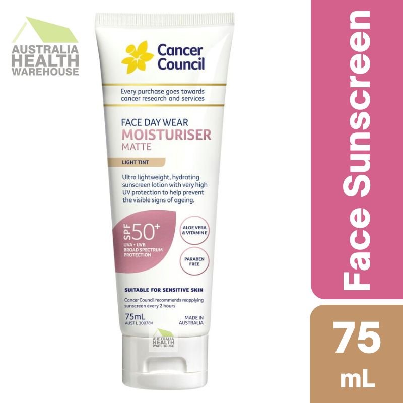 [Expiry: 11/2026] Cancer Council Face Day Wear Moisturiser Matte Light Tint SPF 50+ 75mL