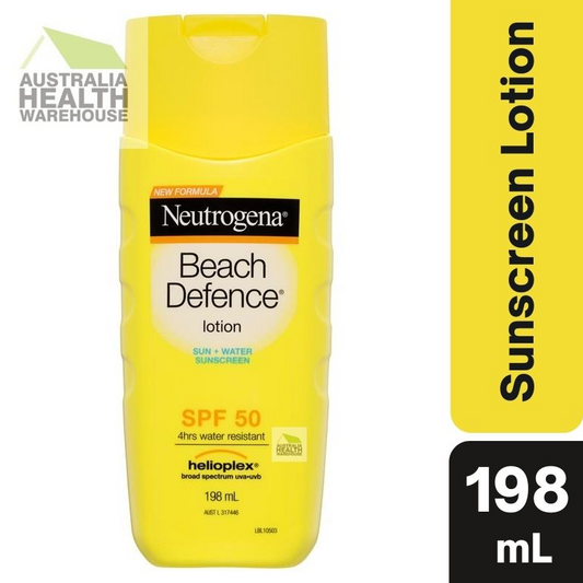 [Expiry: 07/2025] Neutrogena Beach Defence Sunscreen Water + Sun Barrier Lotion SPF 50 198mL