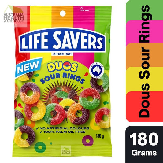 [CLEARANCE: 17/04/2024] Lifesavers Duos Sour Rings 180g