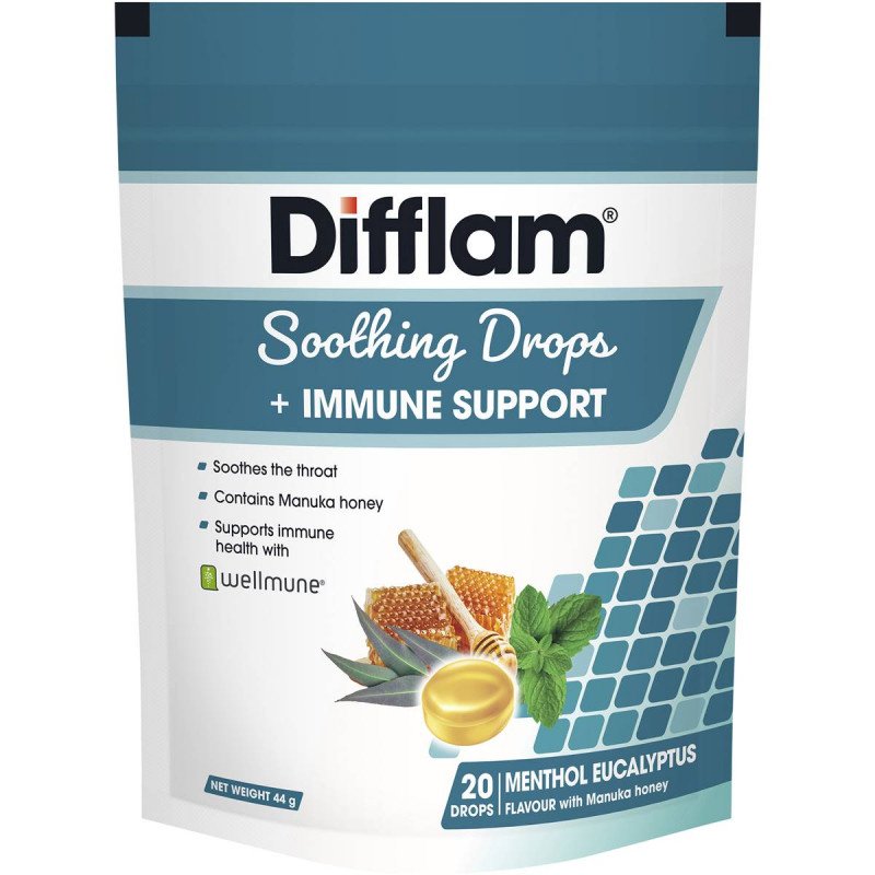 [Expiry: 04/2025] Difflam Soothing Drops + Immune Support Menthol Eucalyptus 20 Drops