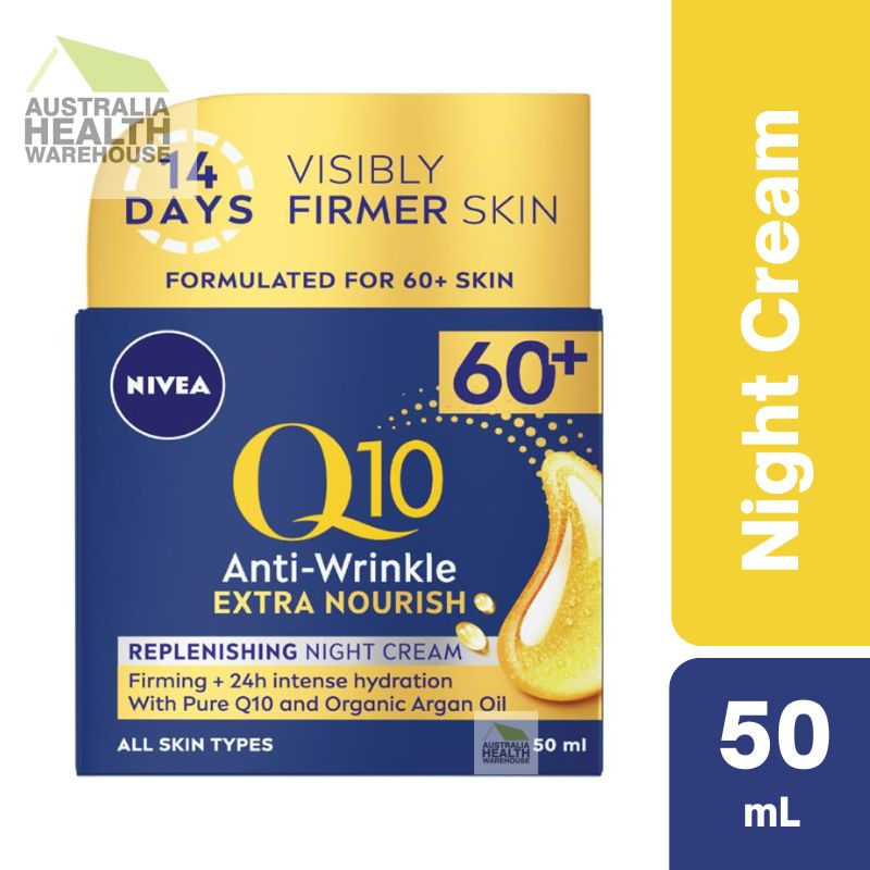 Nivea Q10 Anti-Wrinkle Night Cream 60+ for Mature Skin 50mL