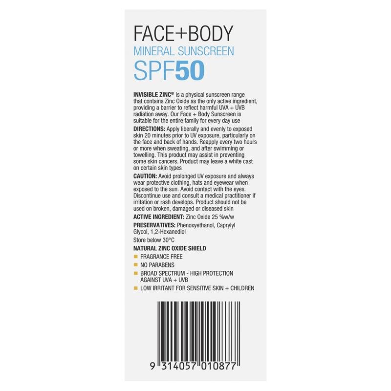 [Expiry: 04/2027] Invisible Zinc SPF 50+ Face and Body 75g