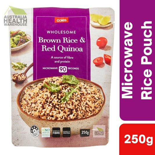 [CLEARANCE Expiry: 04/11/2024] Coles Wholesome Brown Rice & Red Quinoa Microwave Rice 250g