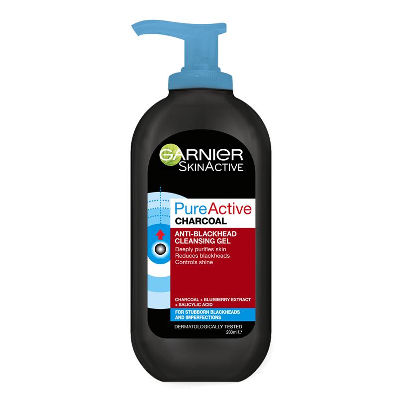 Garnier Pure Active Charcoal Anti-Blackhead Cleansing Gel 200mL