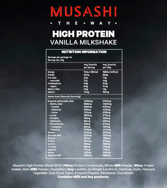 [Expiry: 04/2026] Musashi High Protein Vanilla 2kg