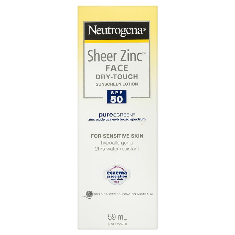 [CLEARANCE Expiry: 01/2025] Neutrogena Sheer Zinc Face Dry-Touch Sunscreen Lotion SPF50 59mL