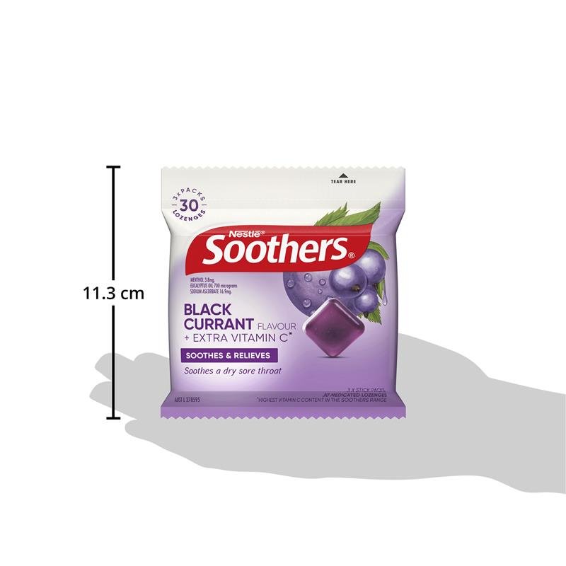 [Expiry: 03/2026] Soothers Blackcurrant 3x10 Lozenge Multipack