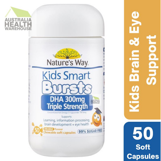 [Expiry: 11/2025] Nature's Way Kids Smart Bursts DHA 300mg Triple Strength 50 Capsules