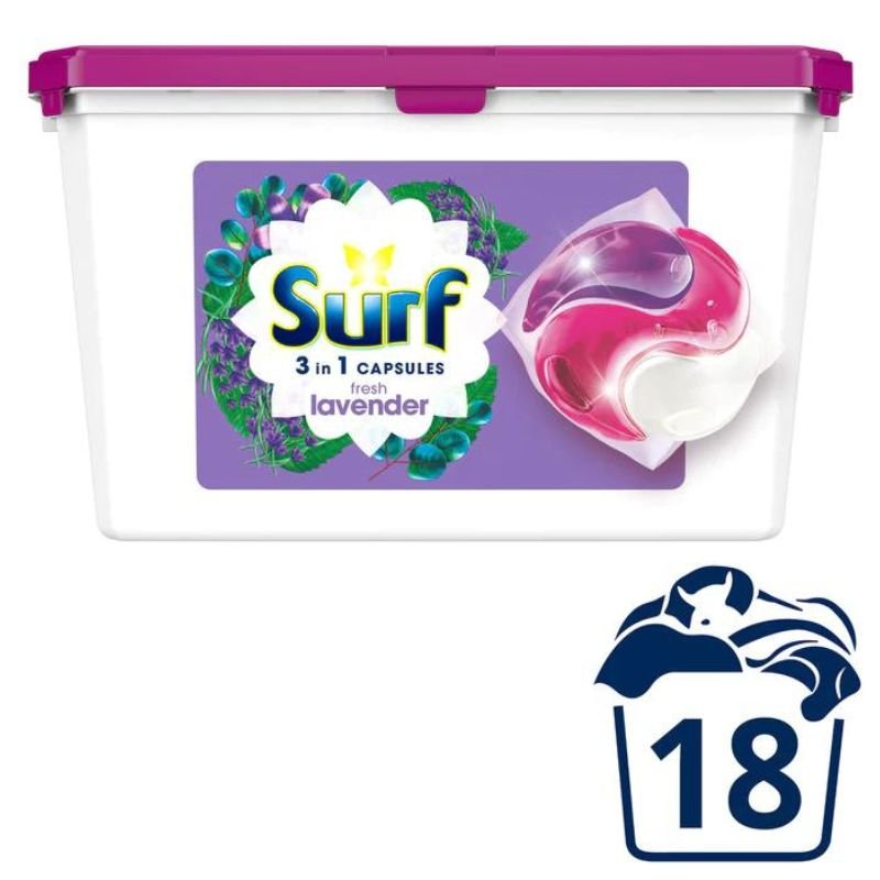 Surf Fresh Lavender 3 in 1 Laundry Washing Capsules 18 Washes