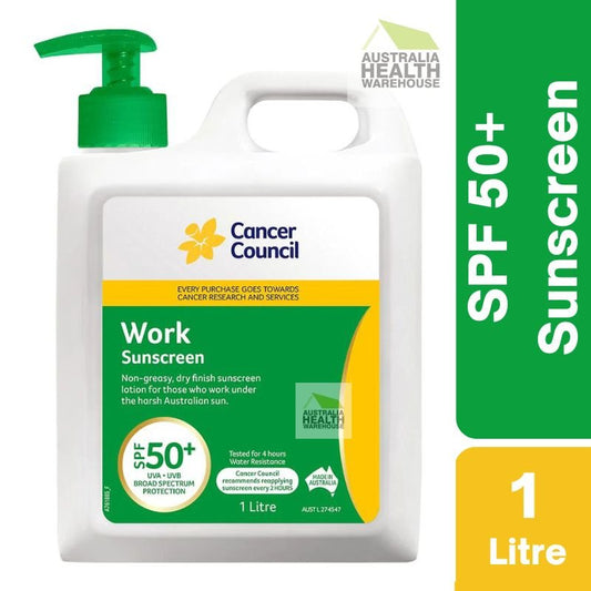 [Expiry: 06/2026] Cancer Council SPF 50+ Work 1 Litre