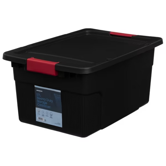 Heavy Duty Container Black - 57 Litre with Lid