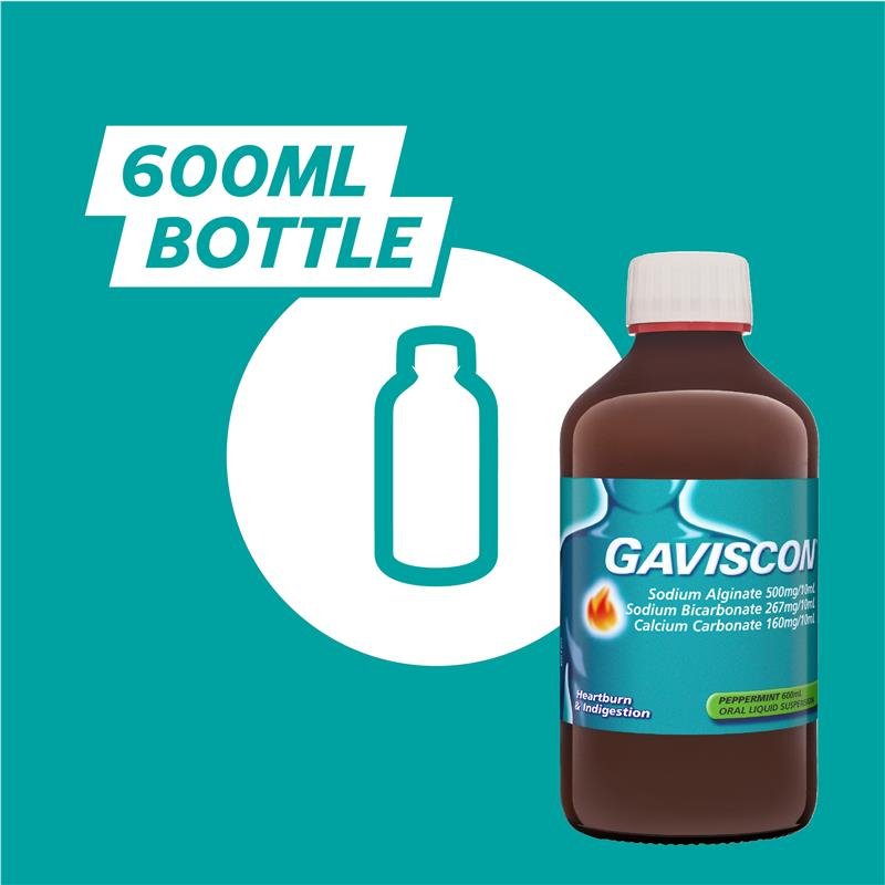 [Expiry: 08/2026] Gaviscon Heartburn & Indigestion Relief Peppermint 600mL