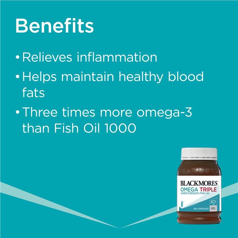 [Expiry: 07/2026] Blackmores Omega Triple Super Strength Fish Oil 150 Capsules