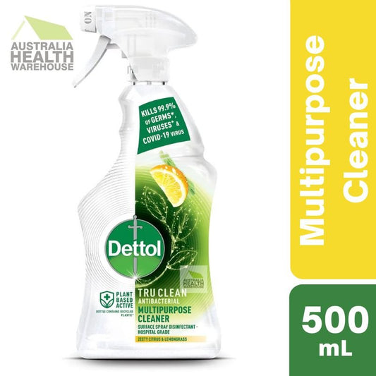 Dettol Tru Clean Antibacterial Multipurpose Cleaner Hospital Grade Disinfectant Trigger Spray Zesty Citrus & Lemongrass 500mL February 2025