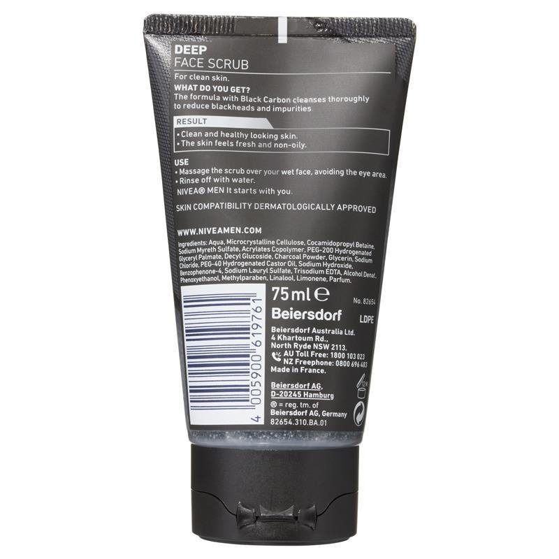 Nivea Men Deep Face Scrub 75mL