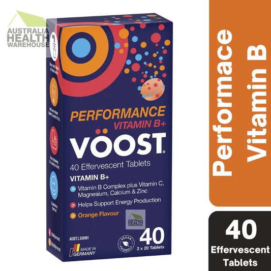 [Expiry: 02/2025] Voost Vitamin B+ Performance (Orange Flavour) Effervescent 40 Tablets