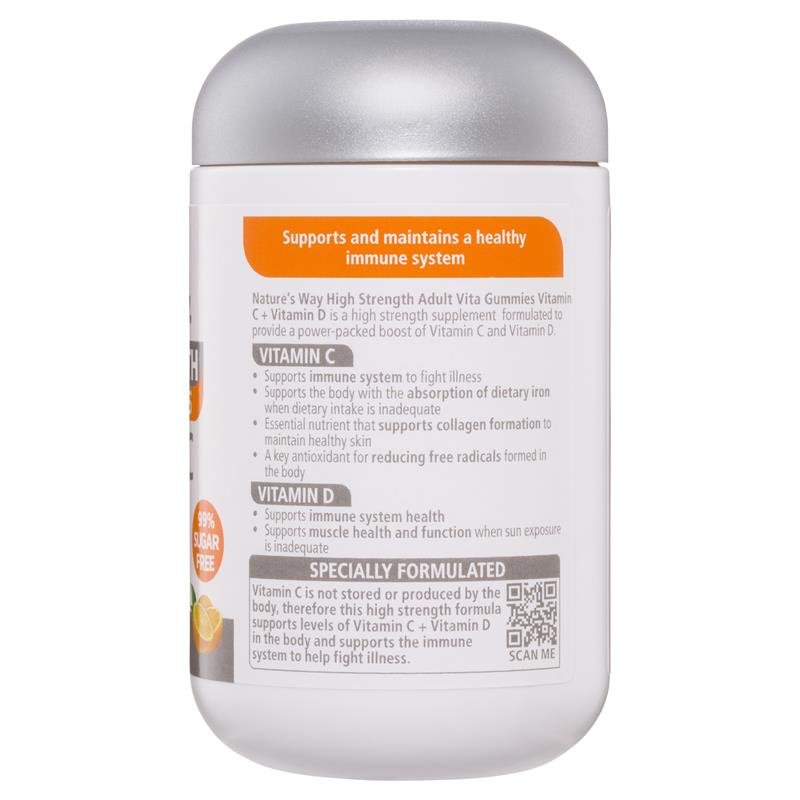 [CLEARANCE] Nature's Way High Strength Adult Vita Gummies Vitamin C + Vitamin D 65 Pastilles January 2024