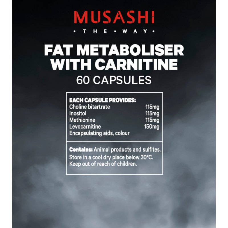 [Expiry: 04/2027]  Musashi Fat Metaboliser + Carnitine 60 Capsules