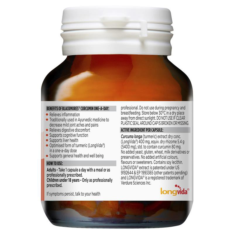 [Expiry: 09/2025] Blackmores Curcumin One-A-Day 30 Capsules