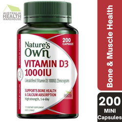 [CLEARANCE Expiry: 10/2024] Nature's Own Vitamin D3 1000IU 200 Mini Capsules