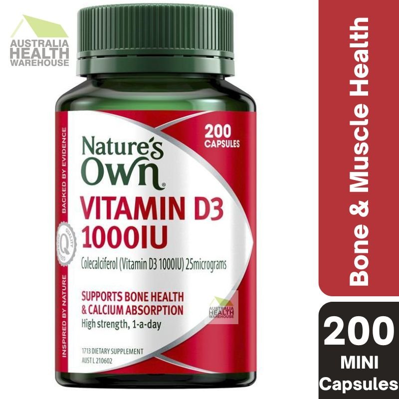 [CLEARANCE Expiry: 10/2024] Nature's Own Vitamin D3 1000IU 200 Mini Capsules