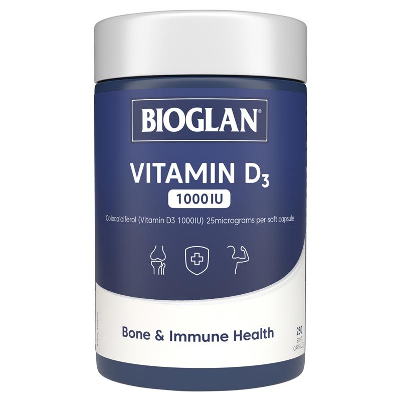 [CLEARANCE EXPIRY: 05/2024] Bioglan Vitamin D3 1000IU 250 Capsules