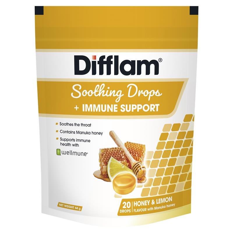 [Expiry: 05/2025] Difflam Soothing Drops + Immune Support Honey & Lemon 20 Drops