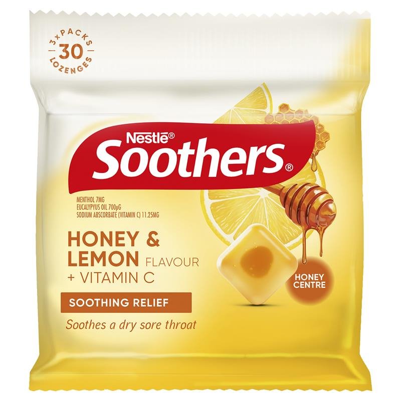 [Expiry: 02/2025] Soothers Honey & Lemon 3x10 Lozenges Multipack