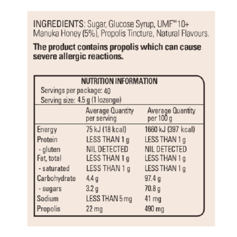 [Expiry: 05/2027] Comvita Manuka Honey Lozenges with Propolis Zesty Lemon Flavour 40 Lozenges