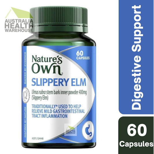 [Expiry: 10/2026] Nature's Own Slippery Elm 400mg 60 Capsules