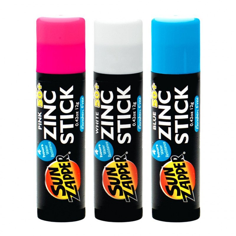 Sun Zapper Zinc Sticks SPF 50+ Mixed Pack 3 x 12g Pink, White & Blue