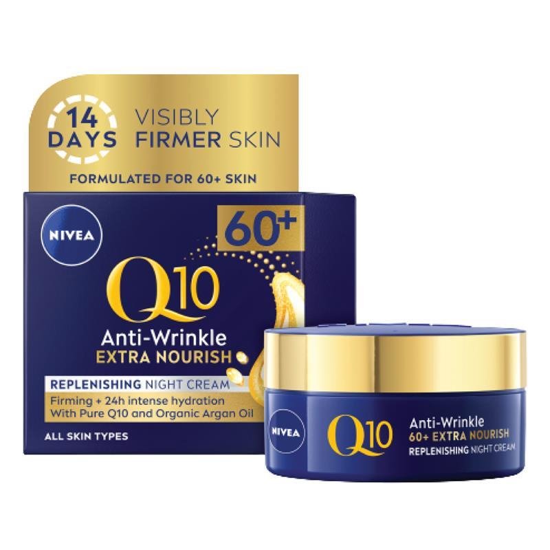 Nivea Q10 Anti-Wrinkle Night Cream 60+ for Mature Skin 50mL