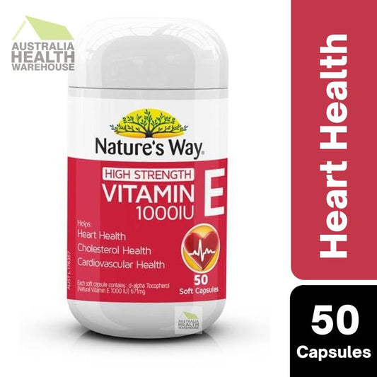 Nature’s Way High Strength Vitamin E 1000IU 50 Capsules June 2024