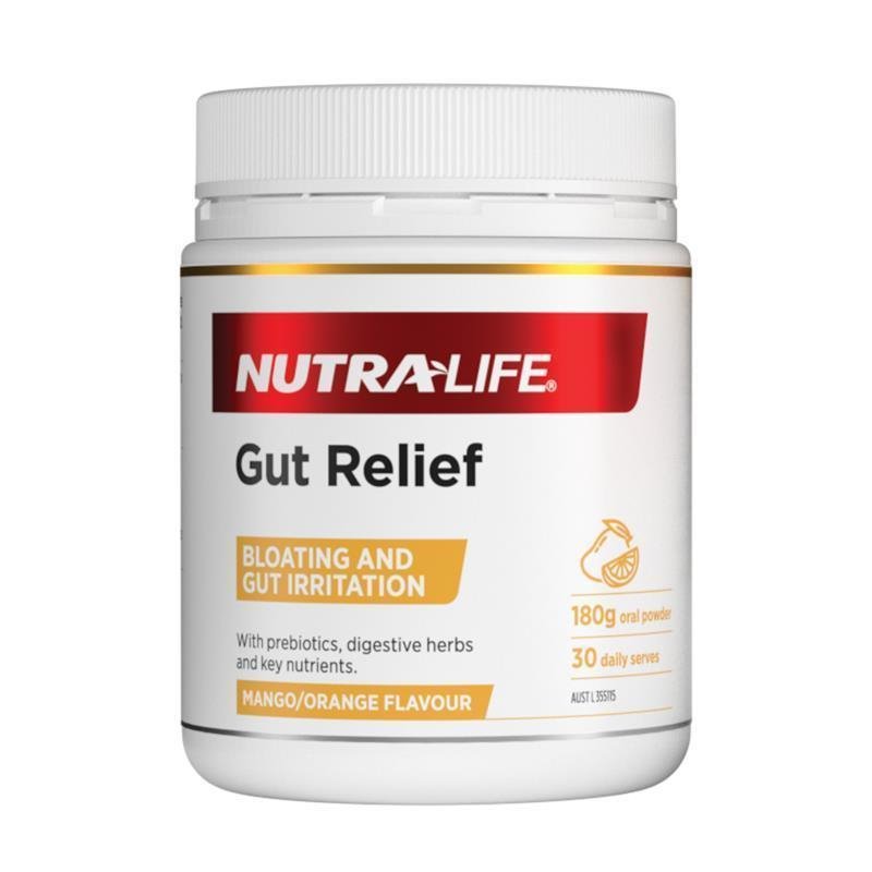 [Expiry: 10/2025] Nutra-Life Gut Relief Mango/Orange Flavour 180g