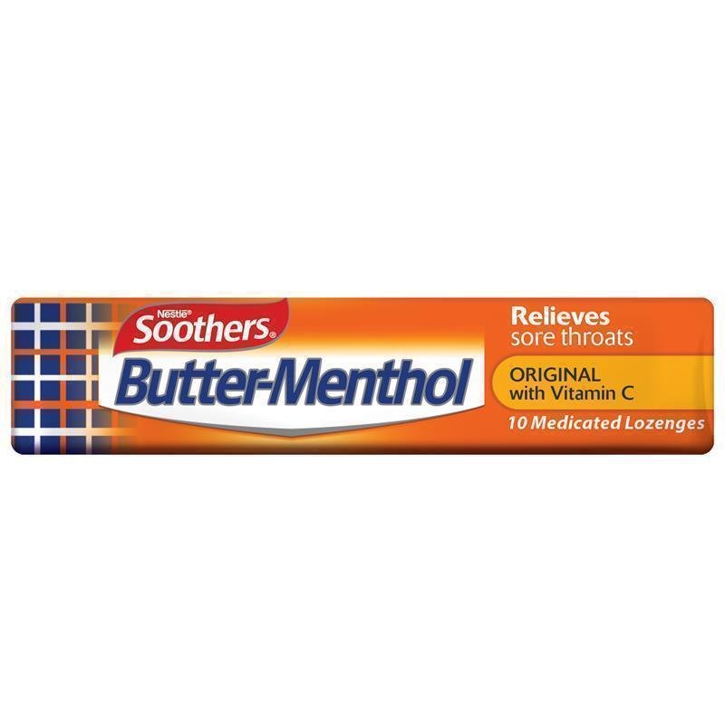 [Expiry: 07/2025] Soothers Butter-Menthol Original + Vitamin C Sore Throat Lozenges 30 Multipack