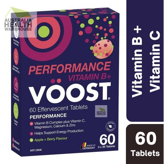 [Expiry: 09/2025] Voost Vitamin B+ Performance (Apple + Berry Flavour) Effervescent 60 Tablets